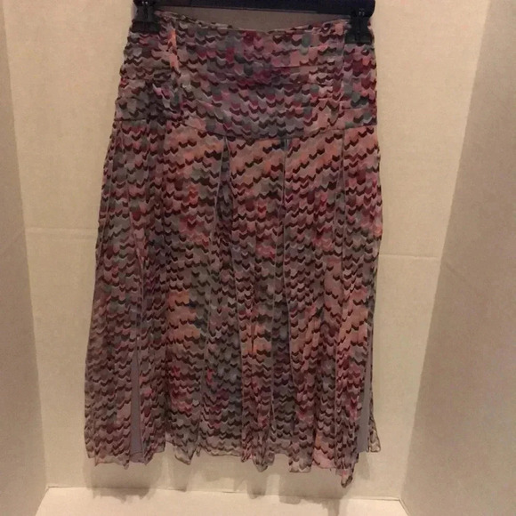 WD.NY Futter Lined Silk Skirt Size 14 Preowned Pleated Waist Side Zip Feminine - Picture 2 of 8